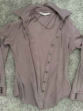 Zara Mauve Button-Down Shirt